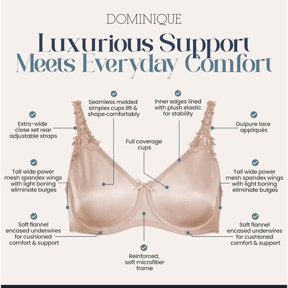 NWOT Dominique Mystique Full Comfort Fit Seamless Minimizer Bra Size 42H Beige - Picture 4 of 13
